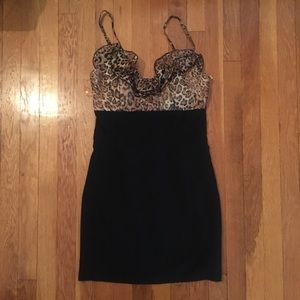 Ruby Rox Leopard and Black Fitted Dress